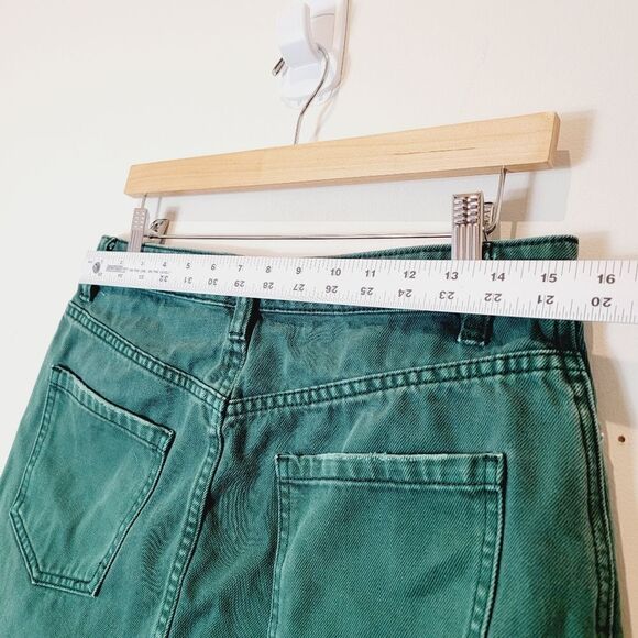 We the Free by Free People Zip It Up Green Mini Denim Grunge Distress Skirt Sz29 - Picture 6 of 7